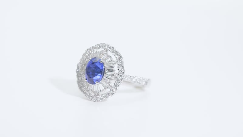 Chairman Vault Collection Certified & Appraised Rhapsody 950 Platinum AAAA Ceylon Blue Sapphire, Diamond (E-F, VS) (1.61 cts) Ring (Size 7.0) (8.75 g) 3.75 ctw
