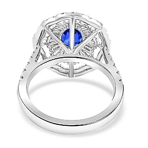 Chairman Vault Collection Certified & Appraised Rhapsody 950 Platinum AAAA Ceylon Blue Sapphire and E-F VS Diamond Ring (Size 7.0) 8.75 Grams 3.75 ctw