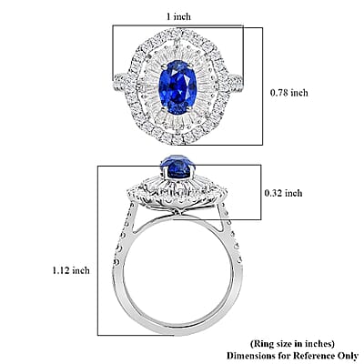 Chairman Vault Collection Certified & Appraised Rhapsody 950 Platinum AAAA Ceylon Blue Sapphire and E-F VS Diamond Ring (Size 7.0) 8.75 Grams 3.75 ctw