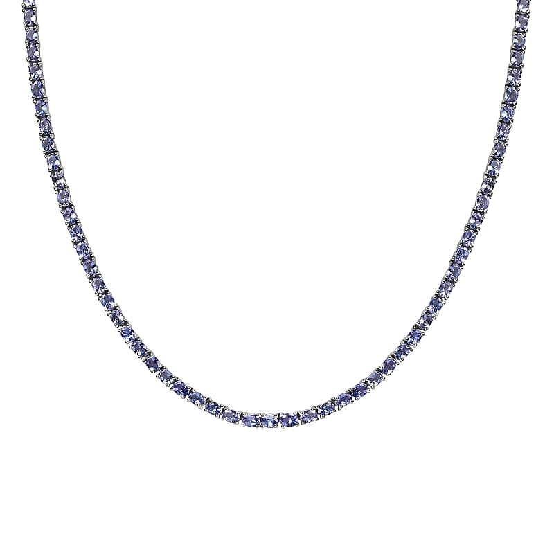 D'Joy Premium Tanzanite 17.70 ctw Tennis Necklace Platinum Over Sterling Silver 18 Inches