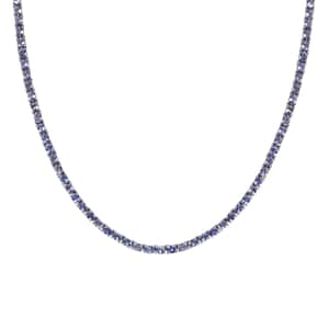 Tanzanite Tennis Necklace 18 Inches Platinum Over Sterling Silver 16.15 ctw (Del. in 10-12 Days)
