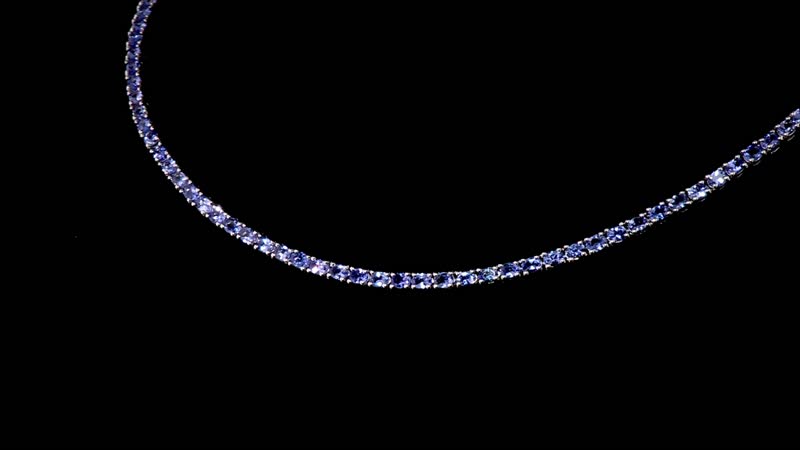 D'Joy Premium Tanzanite 17.70 ctw Tennis Necklace Platinum Over Sterling Silver 18 Inches