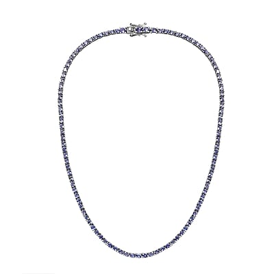 D'Joy Premium Tanzanite 17.70 ctw Tennis Necklace Platinum Over Sterling Silver 18 Inches