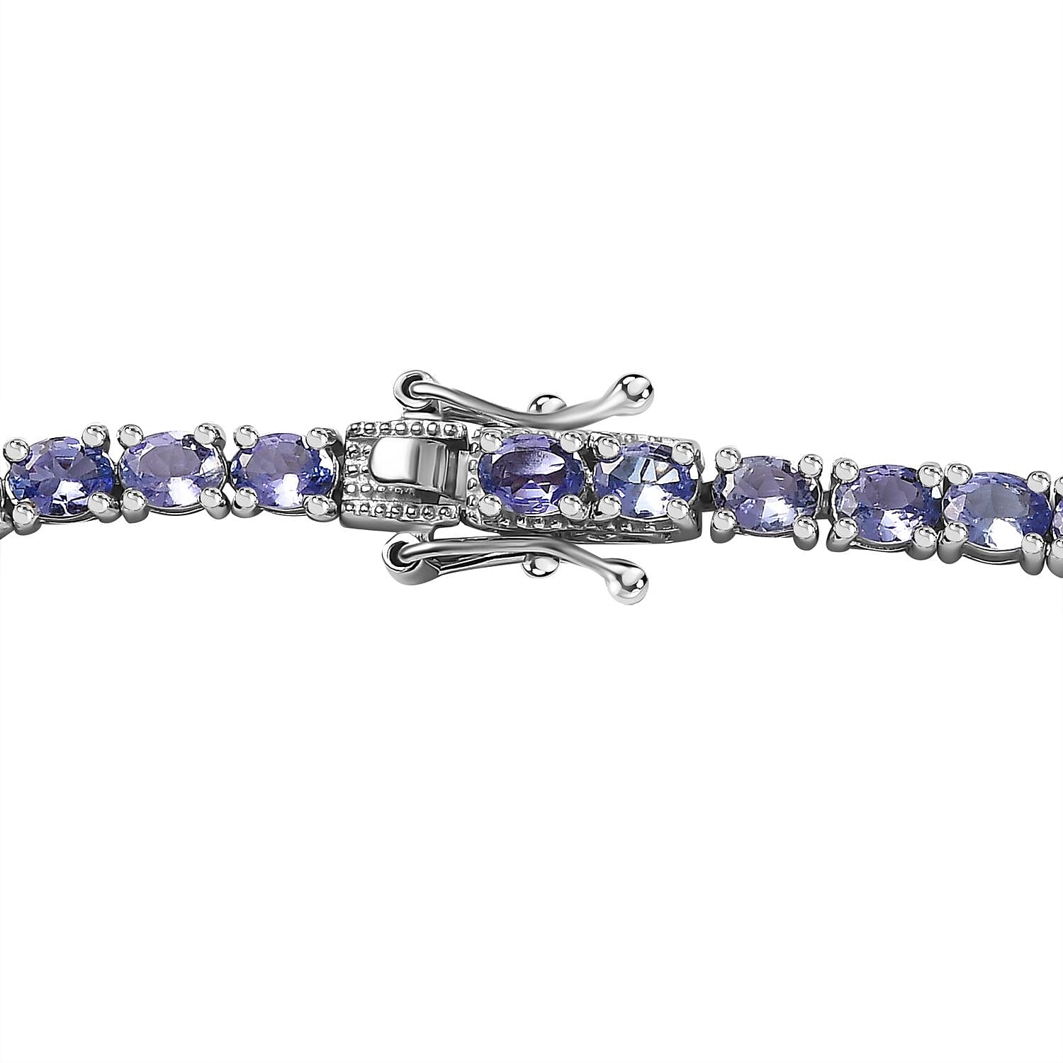 D'Joy Premium Tanzanite 17.70 ctw Tennis Necklace Platinum Over Sterling Silver 18 Inches