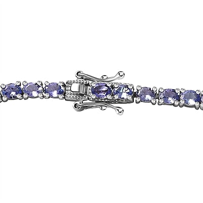 D'Joy Premium Tanzanite 17.70 ctw Tennis Necklace Platinum Over Sterling Silver 18 Inches