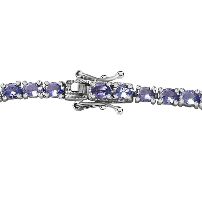 D'Joy Premium Tanzanite 17.70 ctw Tennis Necklace Platinum Over Sterling Silver 18 Inches