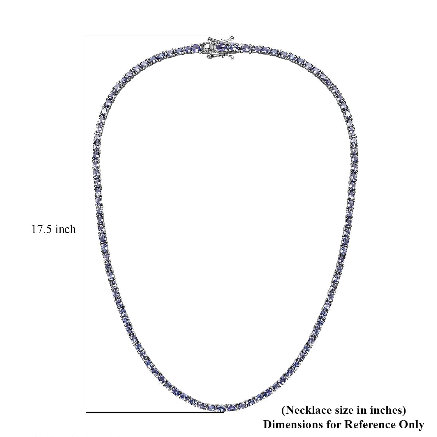 D'Joy Premium Tanzanite 17.70 ctw Tennis Necklace Platinum Over Sterling Silver 18 Inches