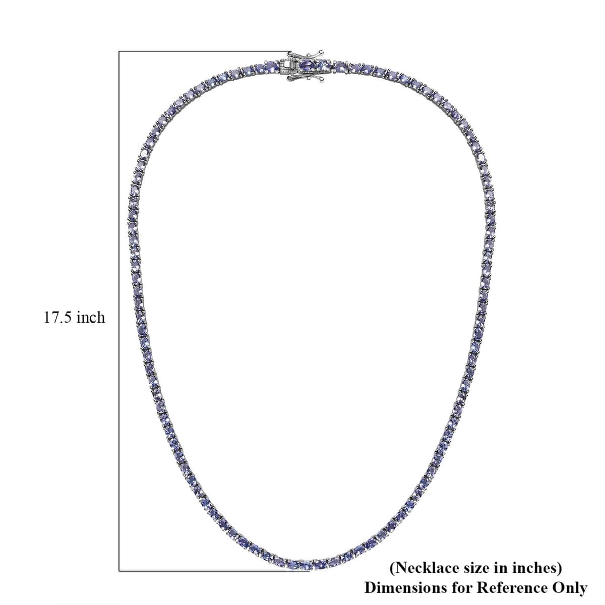 Tanzanite Tennis Necklace 18 Inches Platinum Over Sterling Silver 16.15 ctw image number 5