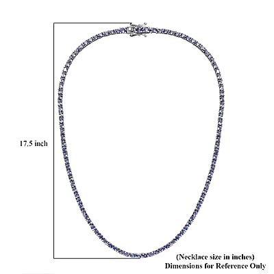 D'Joy Premium Tanzanite 17.70 ctw Tennis Necklace Platinum Over Sterling Silver 18 Inches