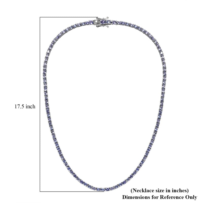 D'Joy Premium Tanzanite 17.70 ctw Tennis Necklace Platinum Over Sterling Silver 18 Inches