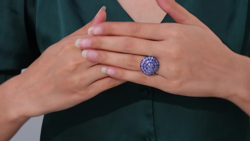 Tanzanite Floral Spray Ring in Platinum Over Sterling Silver (Size 10.0) 5.70 ctw