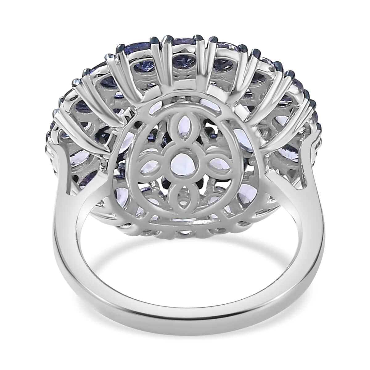 Tanzanite Floral Spray Ring in Platinum Over Sterling Silver (Size 5.0) 6.40 ctw image number 4