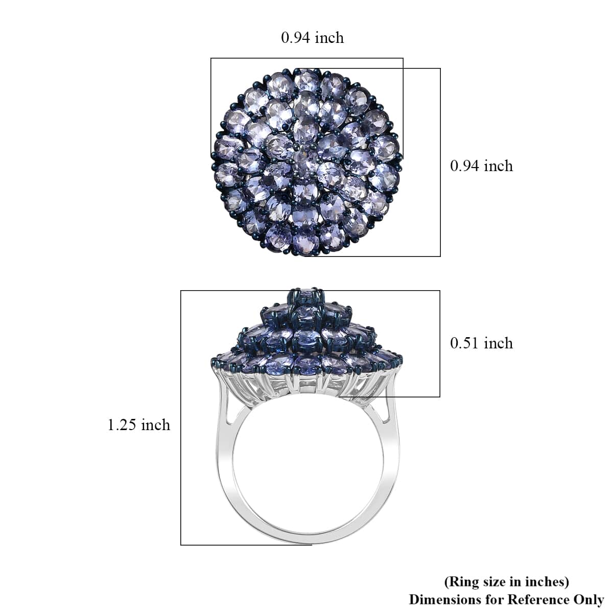 Tanzanite Floral Spray Ring in Platinum Over Sterling Silver (Size 5.0) 6.40 ctw image number 5