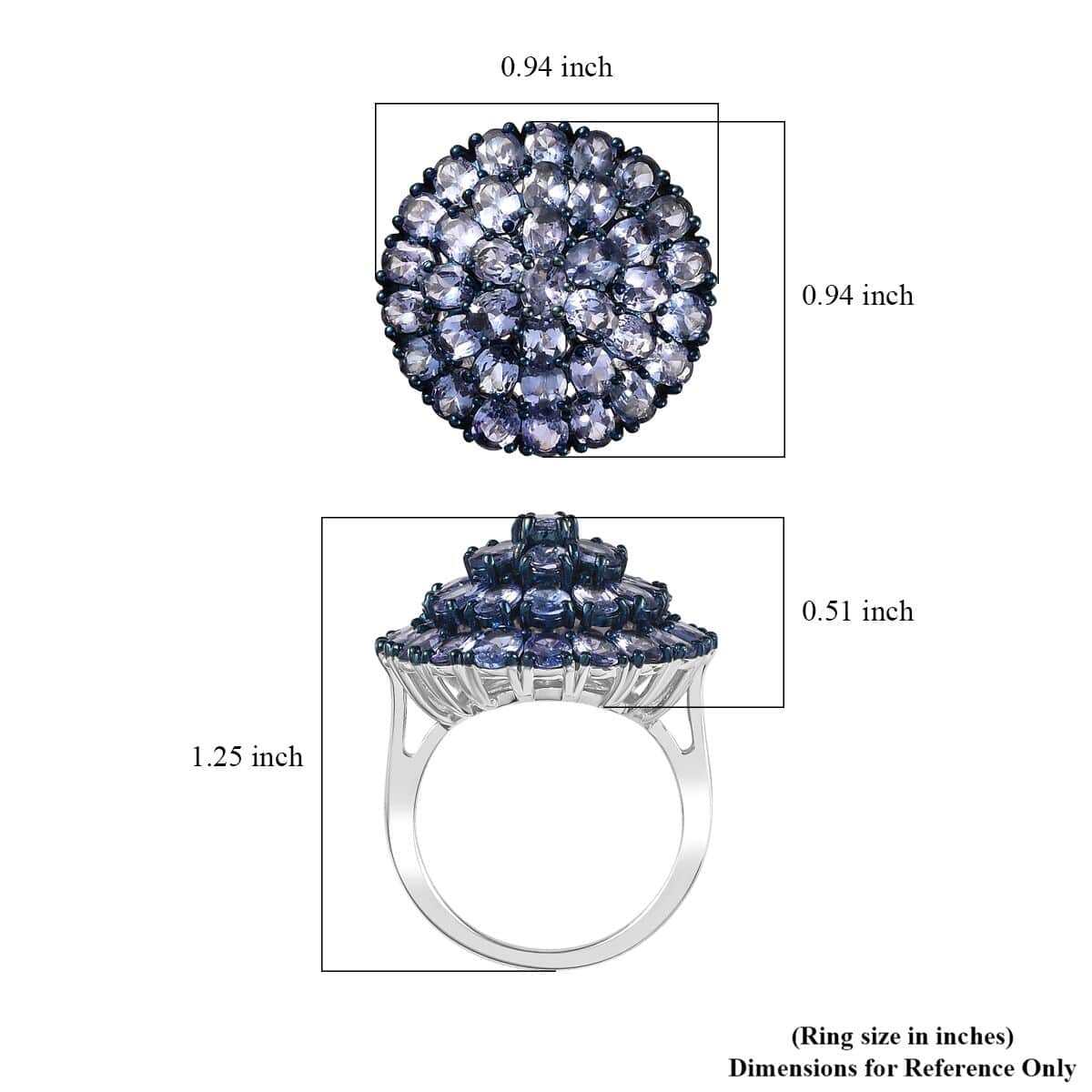 Tanzanite Floral Spray Ring in Platinum Over Sterling Silver (Size 7.0) 6.40 ctw image number 5