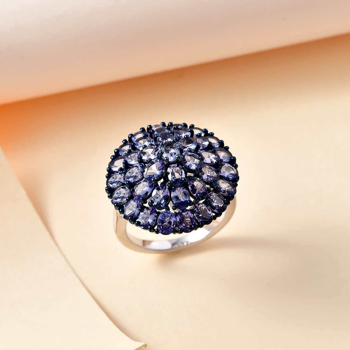 Tanzanite Floral Spray Ring in Platinum Over Sterling Silver (Size 8.0) 6.40 ctw image number 1