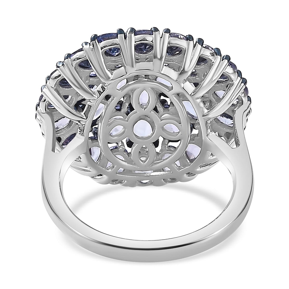 Tanzanite Floral Spray Ring in Platinum Over Sterling Silver (Size 9.0) 6.40 ctw image number 4