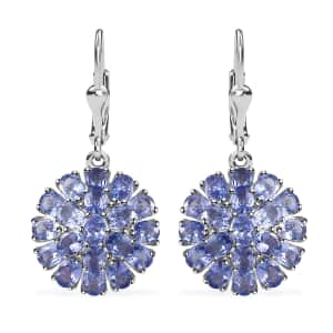 Tanzanite Floral Spray Earrings in Platinum Over Sterling Silver 5.85 ctw