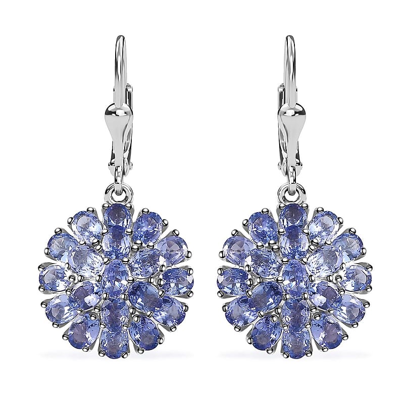 Tanzanite Floral Spray Earrings in Platinum Over Sterling Silver 5.85 ctw
