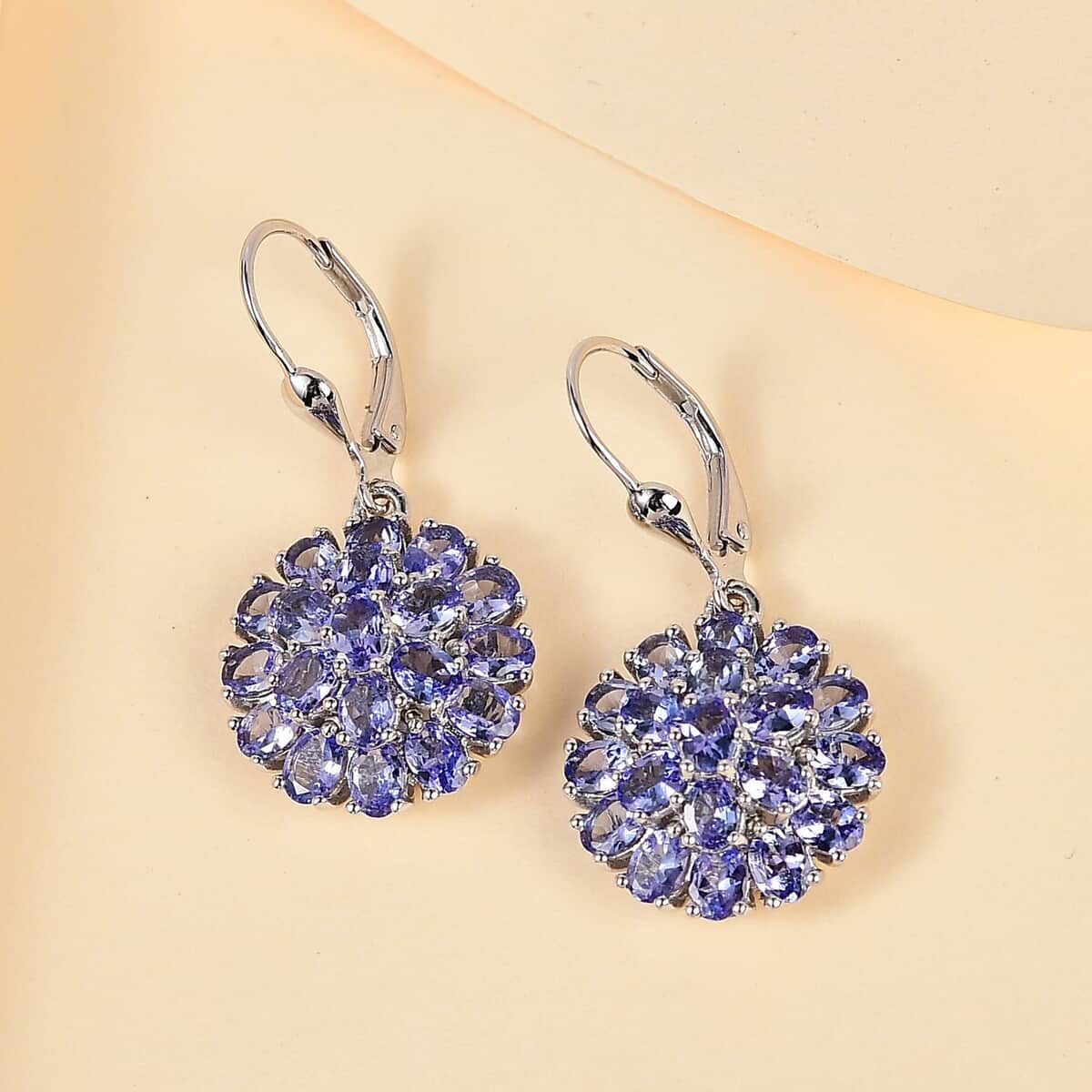 Tanzanite Floral Spray Earrings in Platinum Over Sterling Silver 5.85 ctw image number 1