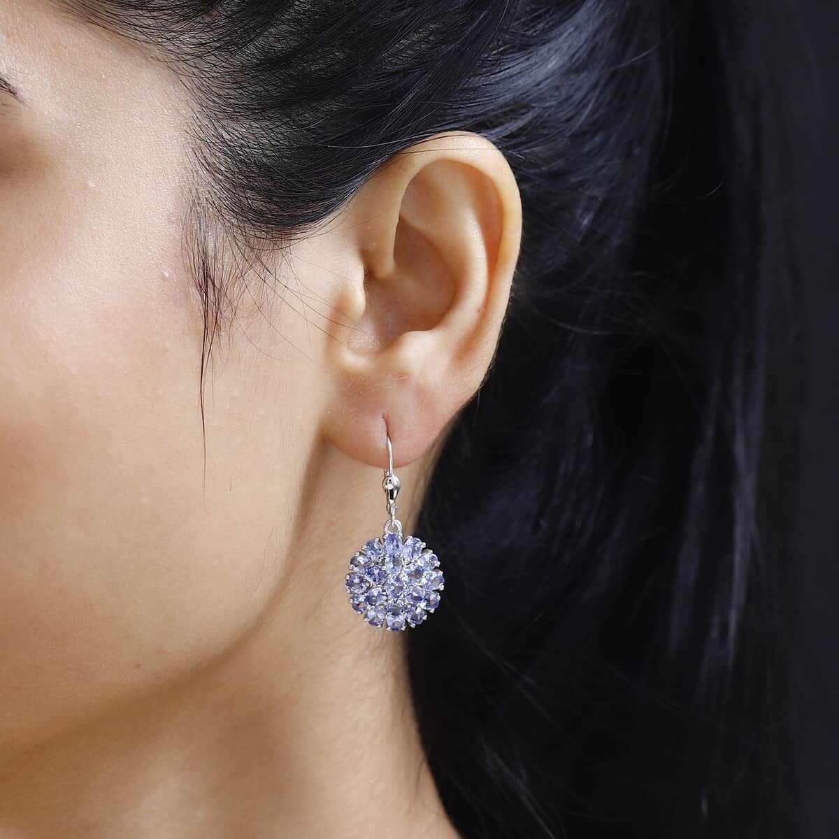 Tanzanite Floral Spray Earrings in Platinum Over Sterling Silver 5.85 ctw image number 2