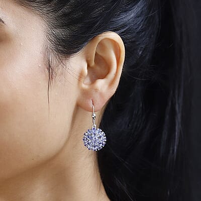 Tanzanite Floral Spray Earrings in Platinum Over Sterling Silver 5.85 ctw