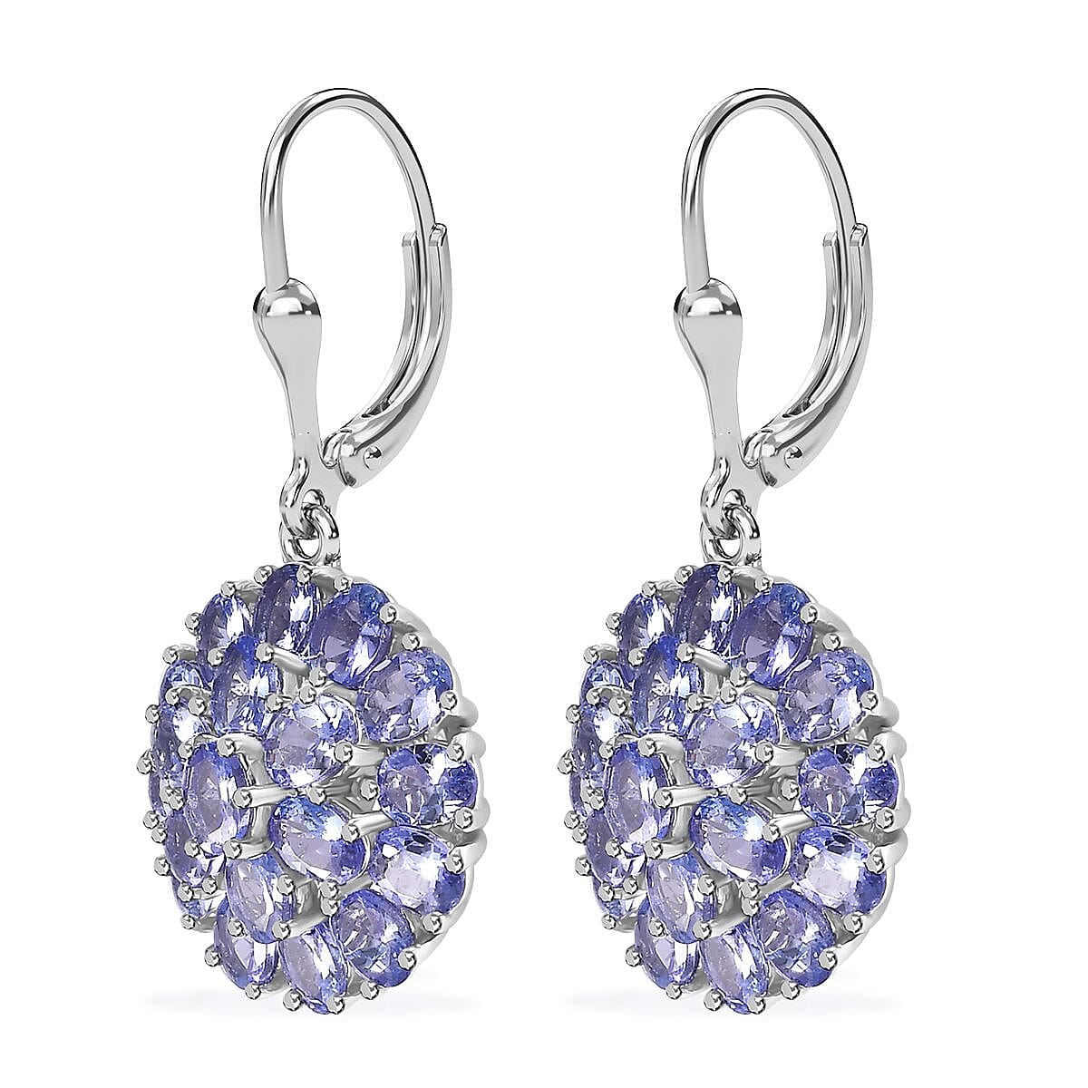 Tanzanite Floral Spray Earrings in Platinum Over Sterling Silver 5.85 ctw