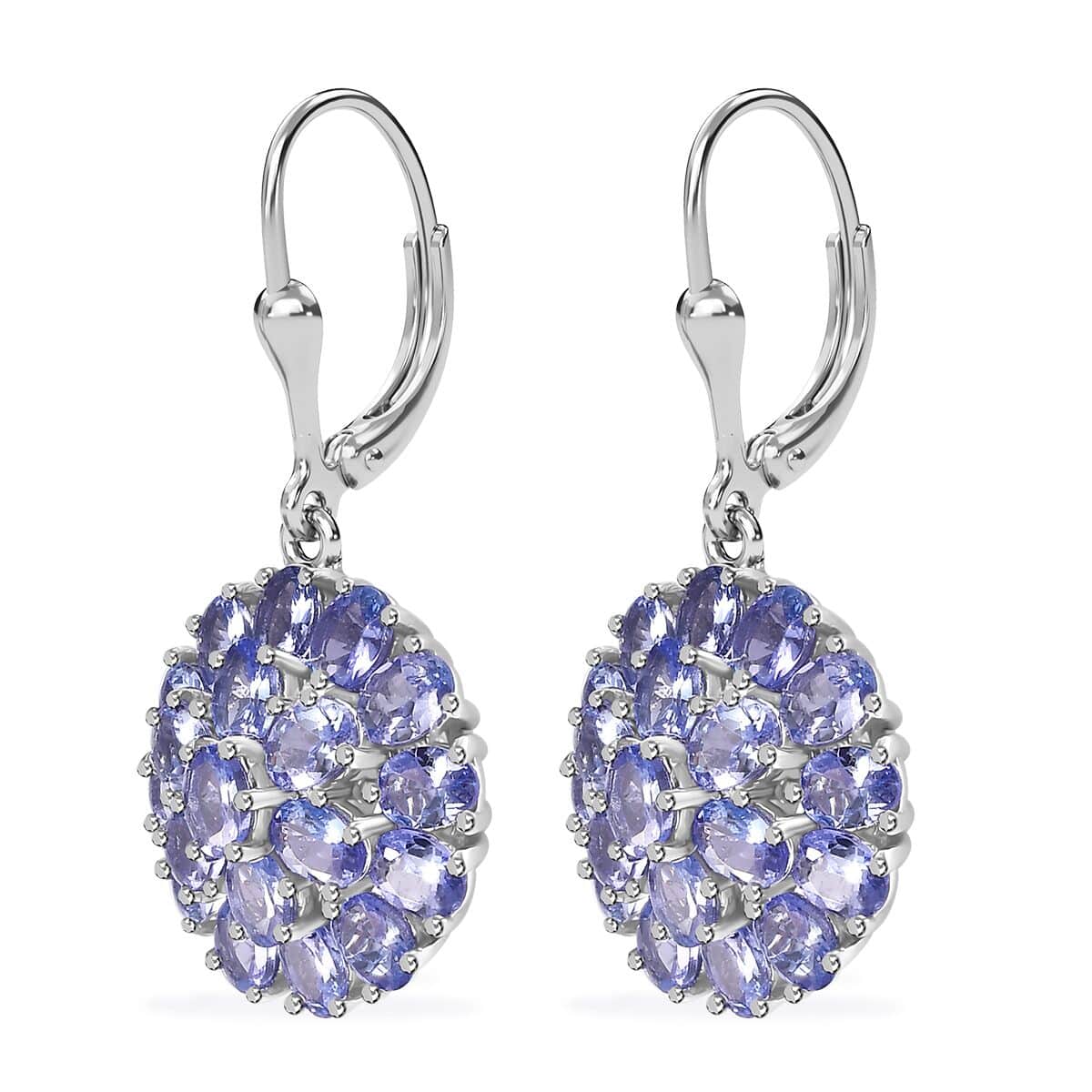 Tanzanite Floral Spray Earrings in Platinum Over Sterling Silver 5.85 ctw image number 3