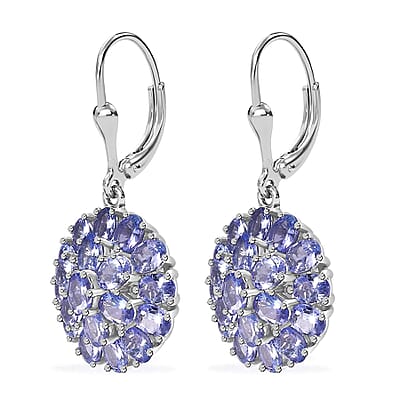 Tanzanite Floral Spray Earrings in Platinum Over Sterling Silver 5.85 ctw