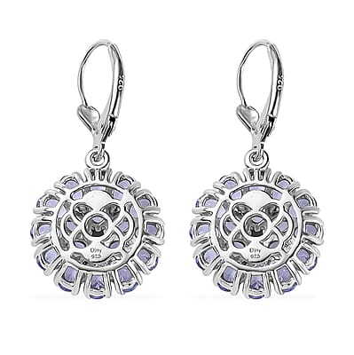 Tanzanite Floral Spray Earrings in Platinum Over Sterling Silver 5.85 ctw
