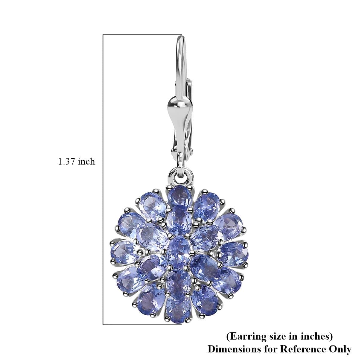 Tanzanite Floral Spray Earrings in Platinum Over Sterling Silver 5.85 ctw image number 5