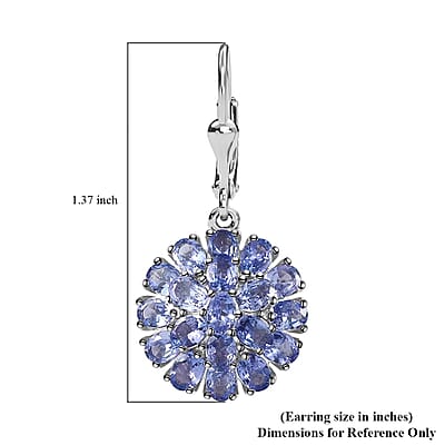 Tanzanite Floral Spray Earrings in Platinum Over Sterling Silver 5.85 ctw