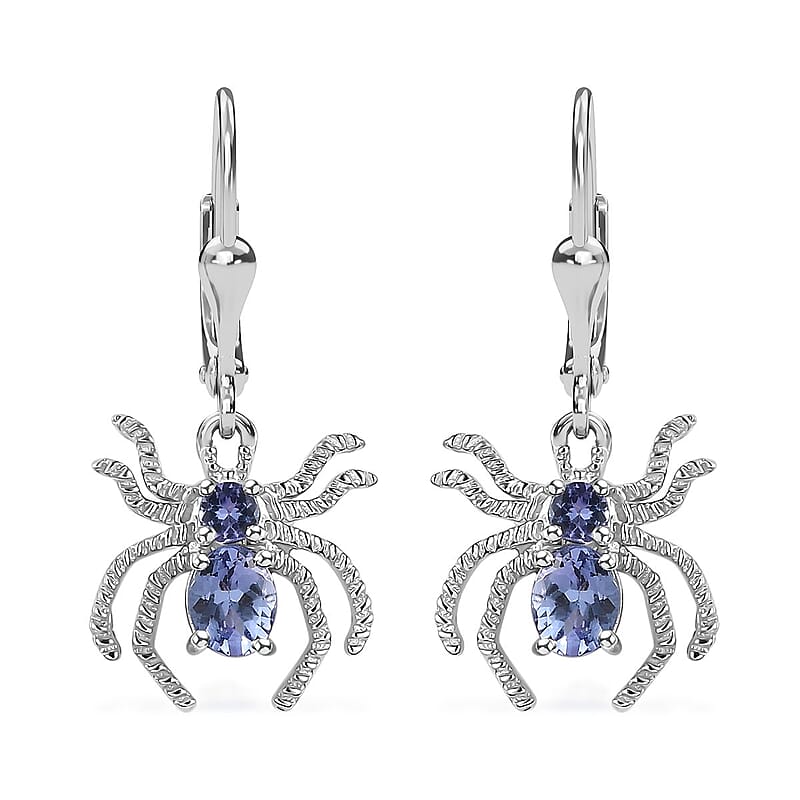 D'Joy Tanzanite Spider Earrings in Platinum Over Sterling Silver 0.80 ctw