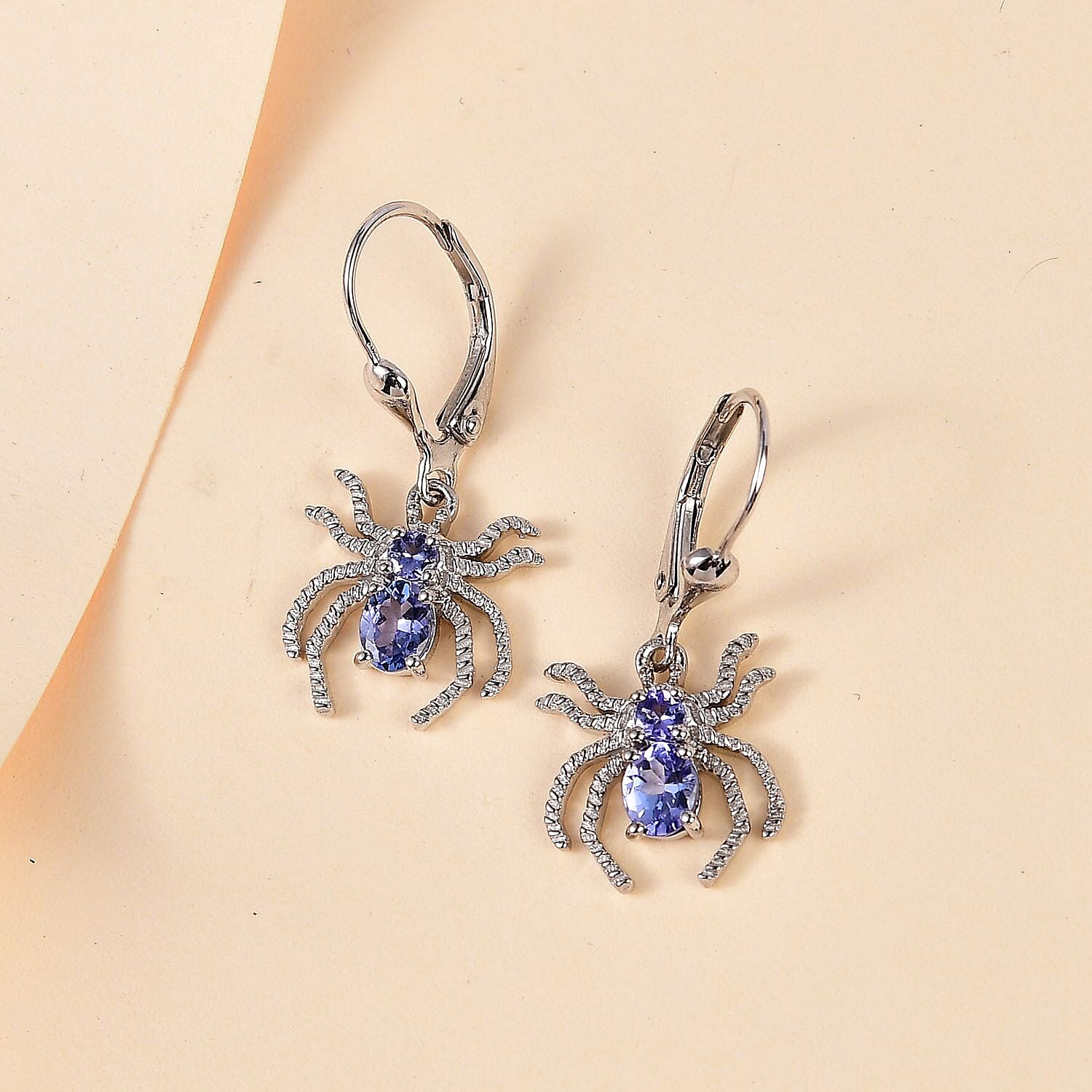 D'Joy Tanzanite Spider Earrings in Platinum Over Sterling Silver 0.80 ctw