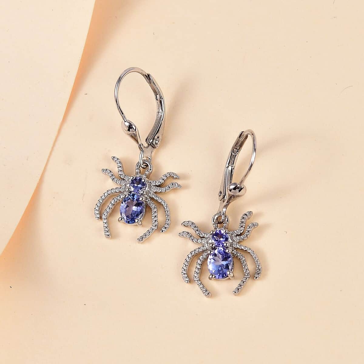 Tanzanite Spider Earrings in Platinum Over Sterling Silver 0.80 ctw image number 1