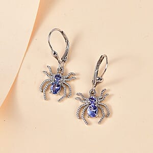 D'Joy Tanzanite Spider Earrings in Platinum Over Sterling Silver 0.80 ctw