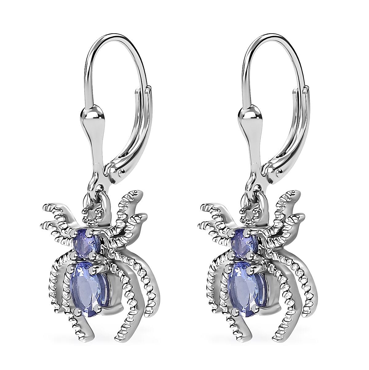 D'Joy Tanzanite Spider Earrings in Platinum Over Sterling Silver 0.80 ctw