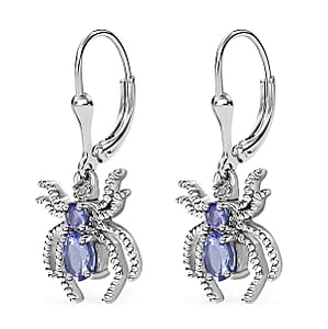 D'Joy Tanzanite Spider Earrings in Platinum Over Sterling Silver 0.80 ctw