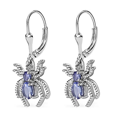 D'Joy Tanzanite Spider Earrings in Platinum Over Sterling Silver 0.80 ctw
