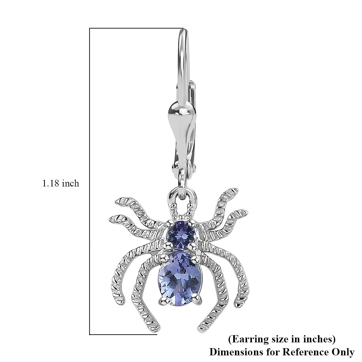 D'Joy Tanzanite Spider Earrings in Platinum Over Sterling Silver 0.80 ctw