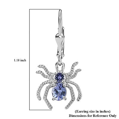 D'Joy Tanzanite Spider Earrings in Platinum Over Sterling Silver 0.80 ctw