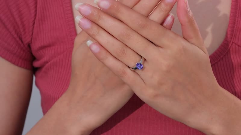 Tanzanite Solitaire Ring in Platinum Over Sterling Silver (Size 8.0) 1.25 ctw