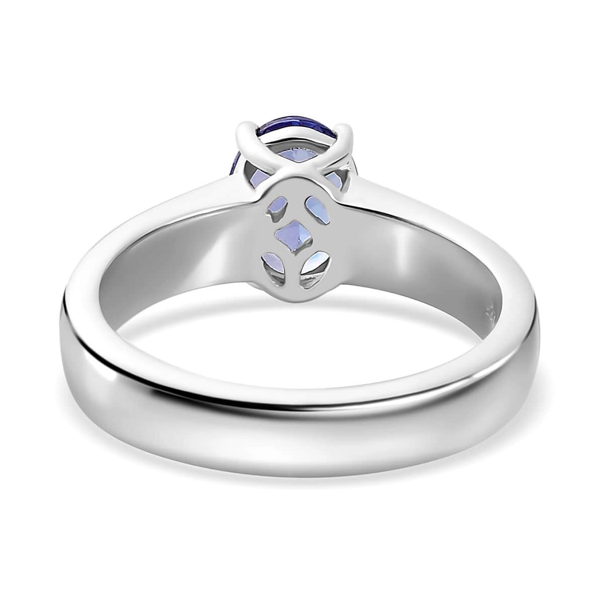 Tanzanite Solitaire Ring in Platinum Over Sterling Silver (Size 8.0) 1.25 ctw image number 4
