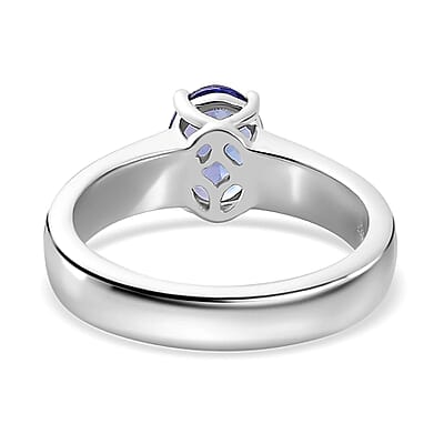 Tanzanite Solitaire Ring in Platinum Over Sterling Silver (Size 10.0) 1.25 ctw