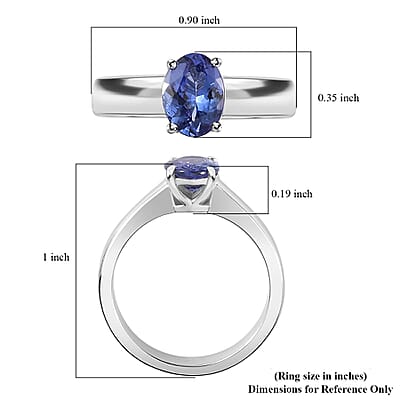 Tanzanite Solitaire Ring in Platinum Over Sterling Silver (Size 10.0) 1.25 ctw
