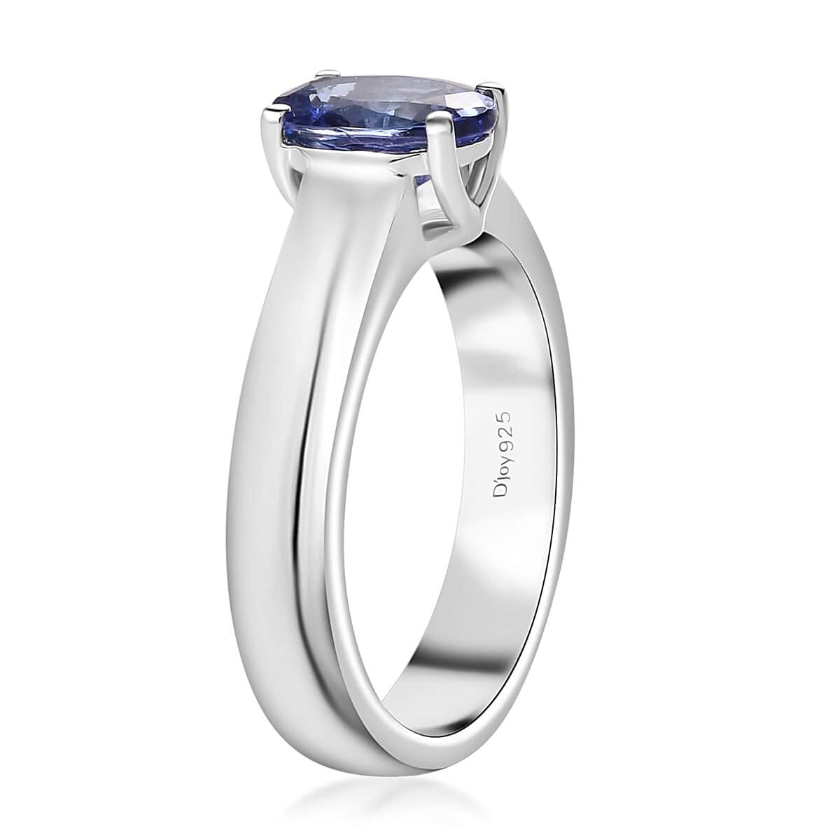 Tanzanite Solitaire Ring in Platinum Over Sterling Silver (Size 7.0) 1.25 ctw image number 3