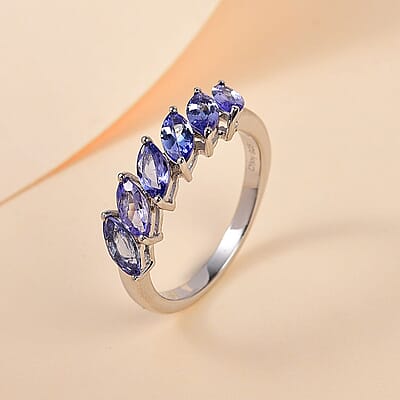 Tanzanite Ring in Platinum Over Sterling Silver (Size 10.0) 1.50 ctw