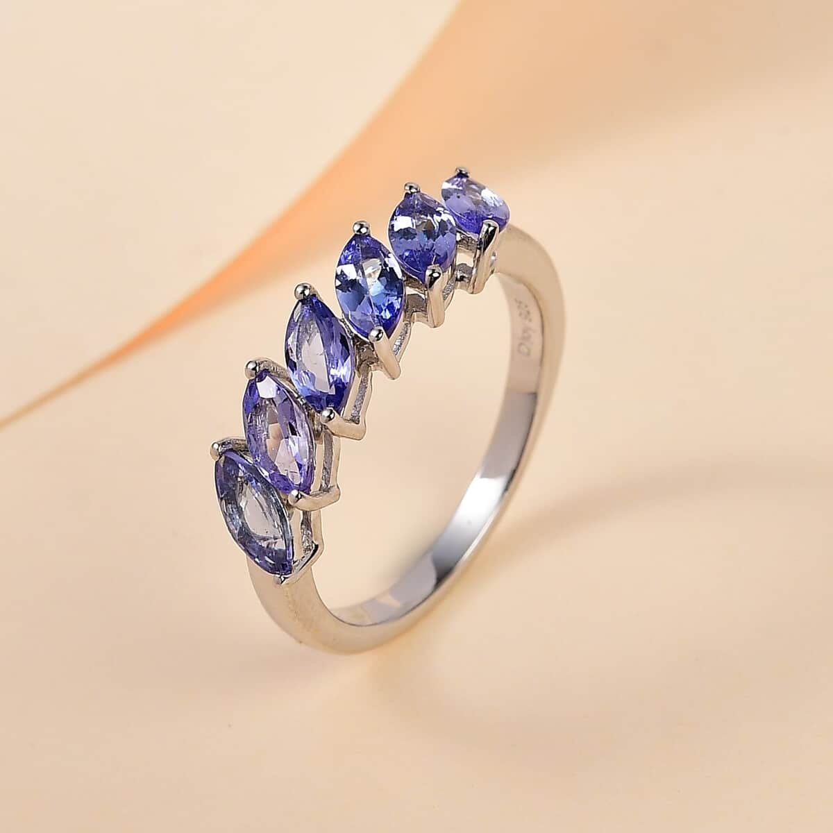 Tanzanite Ring in Platinum Over Sterling Silver (Size 5.0) 1.50 ctw image number 1