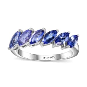Tanzanite Ring in Platinum Over Sterling Silver (Size 8.0) 1.50 ctw