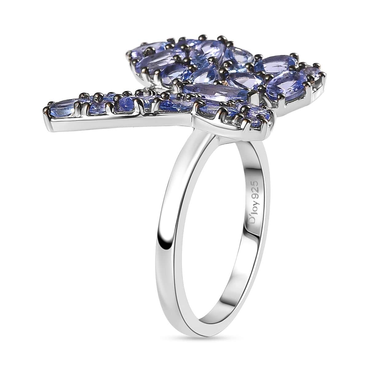 Tanzanite Butterfly Ring in Platinum Over Sterling Silver (Size 10.0) 3.50 ctw image number 3