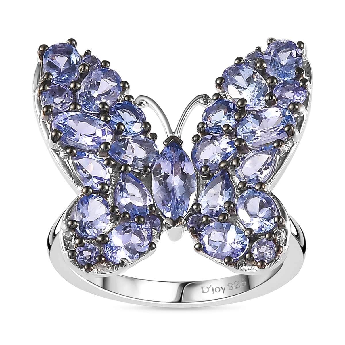 Tanzanite Butterfly Ring in Platinum Over Sterling Silver (Size 5.0) 3.50 ctw image number 0